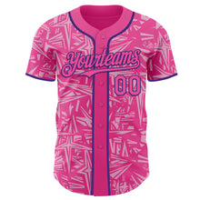 Laden Sie das Bild in den Galerie-Viewer, Custom Pink Light Pink-Purple Geometric Cyber Starburst Authentic Baseball Jersey
