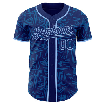 Custom Royal Blue-Light Blue Geometric Cyber Starburst Authentic Baseball Jersey