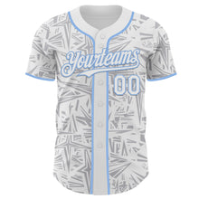 Laden Sie das Bild in den Galerie-Viewer, Custom White Gray-Light Blue Geometric Cyber Starburst Authentic Baseball Jersey
