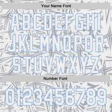 Laden Sie das Bild in den Galerie-Viewer, Custom White Gray-Light Blue Geometric Cyber Starburst Authentic Baseball Jersey
