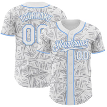 Laden Sie das Bild in den Galerie-Viewer, Custom White Gray-Light Blue Geometric Cyber Starburst Authentic Baseball Jersey
