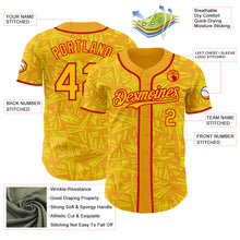 Load image into Gallery viewer, Custom Gold Light Yellow-Red Geometric Cyber Starburst Authentic Baseball Jersey

