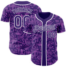 Laden Sie das Bild in den Galerie-Viewer, Custom Purple Medium Purple-White Geometric Cyber Starburst Authentic Baseball Jersey
