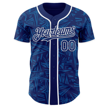 Custom Royal Blue-White Geometric Cyber Starburst Authentic Baseball Jersey
