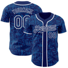 Laden Sie das Bild in den Galerie-Viewer, Custom Royal Blue-White Geometric Cyber Starburst Authentic Baseball Jersey
