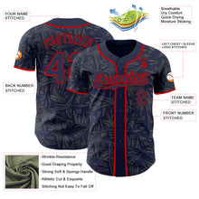 Load image into Gallery viewer, Custom Navy Steel Gray-Red Geometric Cyber Starburst Authentic Baseball Jersey
