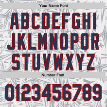 Laden Sie das Bild in den Galerie-Viewer, Custom White Navy Gray-Red Geometric Cyber Starburst Authentic Baseball Jersey
