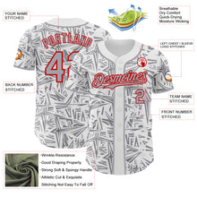 Load image into Gallery viewer, Custom White Gray-Red Geometric Cyber Starburst Authentic Baseball Jersey
