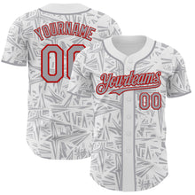 Load image into Gallery viewer, Custom White Gray-Red Geometric Cyber Starburst Authentic Baseball Jersey
