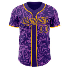 Laden Sie das Bild in den Galerie-Viewer, Custom Purple Medium Purple-Gold Geometric Cyber Starburst Authentic Baseball Jersey
