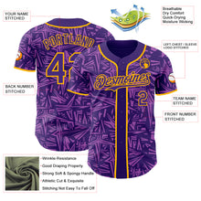 Laden Sie das Bild in den Galerie-Viewer, Custom Purple Medium Purple-Gold Geometric Cyber Starburst Authentic Baseball Jersey
