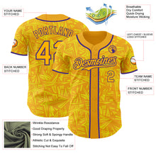 Load image into Gallery viewer, Custom Gold Light Yellow-Purple Geometric Cyber Starburst Authentic Baseball Jersey
