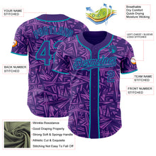 Laden Sie das Bild in den Galerie-Viewer, Custom Purple Medium Purple-Teal Geometric Cyber Starburst Authentic Baseball Jersey

