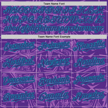 Laden Sie das Bild in den Galerie-Viewer, Custom Purple Medium Purple-Teal Geometric Cyber Starburst Authentic Baseball Jersey
