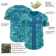 Laden Sie das Bild in den Galerie-Viewer, Custom Teal Ice Blue-Purple Geometric Cyber Starburst Authentic Baseball Jersey
