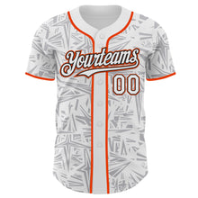 Laden Sie das Bild in den Galerie-Viewer, Custom White Gray Black-Orange Geometric Cyber Starburst Authentic Baseball Jersey
