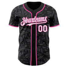 Laden Sie das Bild in den Galerie-Viewer, Custom Black White Steel Gray-Pink Geometric Cyber Starburst Authentic Baseball Jersey
