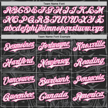 Laden Sie das Bild in den Galerie-Viewer, Custom Black White Steel Gray-Pink Geometric Cyber Starburst Authentic Baseball Jersey
