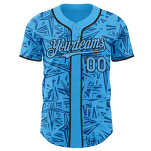 Load image into Gallery viewer, Custom Sky Blue Blue-Black Geometric Cyber Starburst Authentic Baseball Jersey
