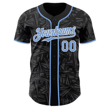 Laden Sie das Bild in den Galerie-Viewer, Custom Black Light Blue Steel Gray-White Geometric Cyber Starburst Authentic Baseball Jersey
