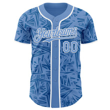 Load image into Gallery viewer, Custom Light Blue Blue-White Geometric Cyber Starburst Authentic Baseball Jersey

