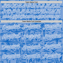 Load image into Gallery viewer, Custom Light Blue Blue-White Geometric Cyber Starburst Authentic Baseball Jersey
