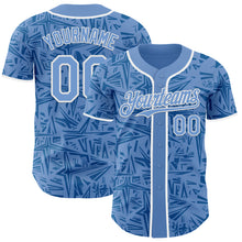 Load image into Gallery viewer, Custom Light Blue Blue-White Geometric Cyber Starburst Authentic Baseball Jersey
