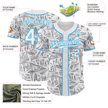 Laden Sie das Bild in den Galerie-Viewer, Custom White Gray-Sky Blue Geometric Cyber Starburst Authentic Baseball Jersey
