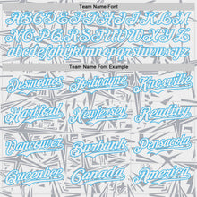 Laden Sie das Bild in den Galerie-Viewer, Custom White Gray-Sky Blue Geometric Cyber Starburst Authentic Baseball Jersey
