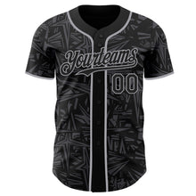 Load image into Gallery viewer, Custom Black Steel Gray-Gray Geometric Cyber Starburst Authentic Baseball Jersey
