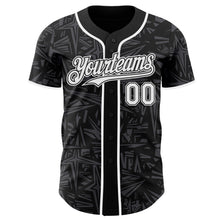 Load image into Gallery viewer, Custom Black White-Steel Gray Geometric Cyber Starburst Authentic Baseball Jersey
