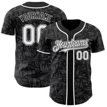 Load image into Gallery viewer, Custom Black White-Steel Gray Geometric Cyber Starburst Authentic Baseball Jersey
