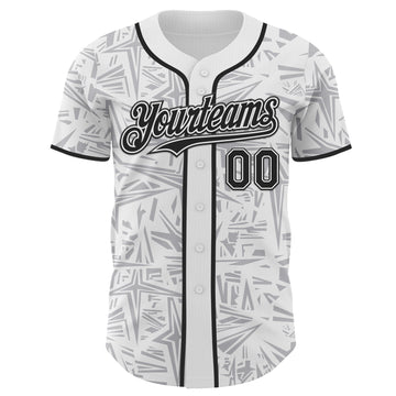 Custom White Black-Gray Geometric Cyber Starburst Authentic Baseball Jersey