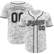 Load image into Gallery viewer, Custom White Black-Gray Geometric Cyber Starburst Authentic Baseball Jersey
