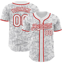 Laden Sie das Bild in den Galerie-Viewer, Custom White Gray-Red Geometric Cyber Starburst Authentic Baseball Jersey
