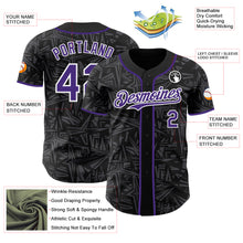 Laden Sie das Bild in den Galerie-Viewer, Custom Black Purple Steel Gray-White Geometric Cyber Starburst Authentic Baseball Jersey
