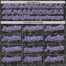 Laden Sie das Bild in den Galerie-Viewer, Custom Black Purple Steel Gray-White Geometric Cyber Starburst Authentic Baseball Jersey
