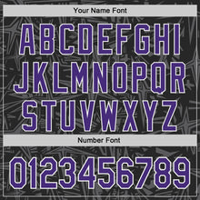 Laden Sie das Bild in den Galerie-Viewer, Custom Black Purple Steel Gray-White Geometric Cyber Starburst Authentic Baseball Jersey
