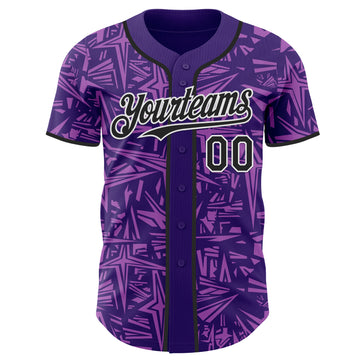 Custom Purple Black Medium Purple-White Geometric Cyber Starburst Authentic Baseball Jersey