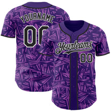 Load image into Gallery viewer, Custom Purple Black Medium Purple-White Geometric Cyber Starburst Authentic Baseball Jersey
