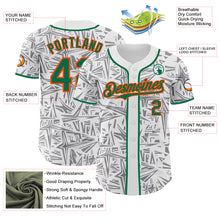 Laden Sie das Bild in den Galerie-Viewer, Custom White Kelly Green Gray-Orange Geometric Cyber Starburst Authentic Baseball Jersey
