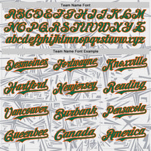 Laden Sie das Bild in den Galerie-Viewer, Custom White Kelly Green Gray-Orange Geometric Cyber Starburst Authentic Baseball Jersey

