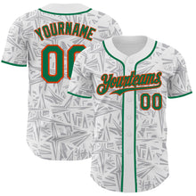 Laden Sie das Bild in den Galerie-Viewer, Custom White Kelly Green Gray-Orange Geometric Cyber Starburst Authentic Baseball Jersey
