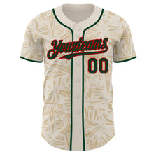 Load image into Gallery viewer, Custom Cream Green-Red Geometric Cyber Starburst Authentic Baseball Jersey
