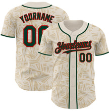 Load image into Gallery viewer, Custom Cream Green-Red Geometric Cyber Starburst Authentic Baseball Jersey
