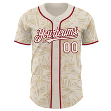 Загрузить изображение в средство просмотра галереи, Custom Cream-Crimson Geometric Cyber Starburst Authentic Baseball Jersey

