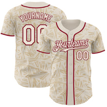 Загрузить изображение в средство просмотра галереи, Custom Cream-Crimson Geometric Cyber Starburst Authentic Baseball Jersey
