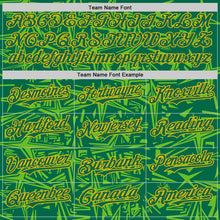 Laden Sie das Bild in den Galerie-Viewer, Custom Kelly Green Aurora Green-Gold Geometric Cyber Starburst Authentic Baseball Jersey
