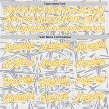 Load image into Gallery viewer, Custom White Gray-Gold Geometric Cyber Starburst Authentic Baseball Jersey
