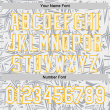 Load image into Gallery viewer, Custom White Gray-Gold Geometric Cyber Starburst Authentic Baseball Jersey
